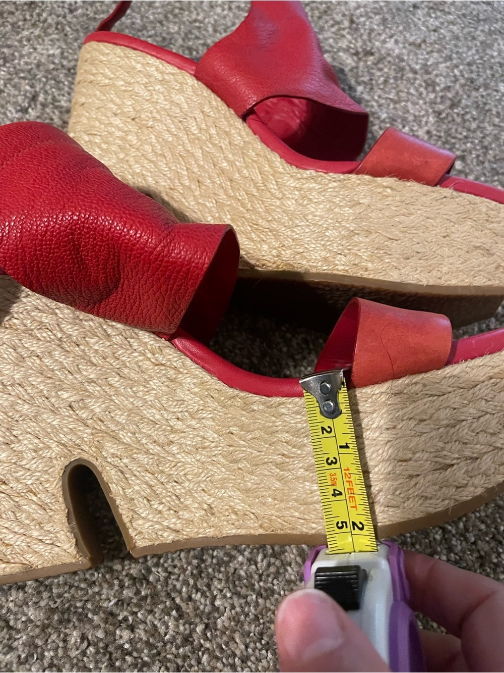 Cole Haan Red Leather Espadrille Wedge Sandals - Women size 9 - Picture 6 of 7